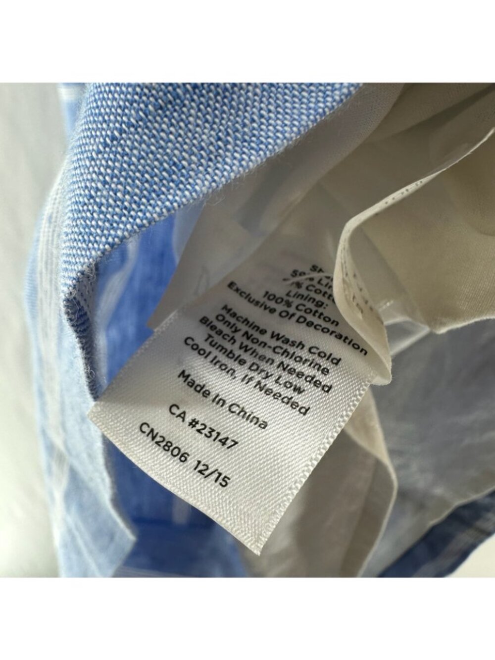 Talbots Linen Cotton Shift Dress 12 Crochet Lace Trim Pockets Striped Blue White - Picture 9 of 14